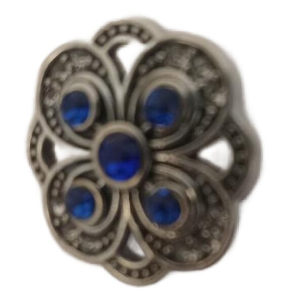 Ginger Snaps Snap Jewelry Blue Clear Rhinestones Charm Silver Tone - Picture 2 of 5